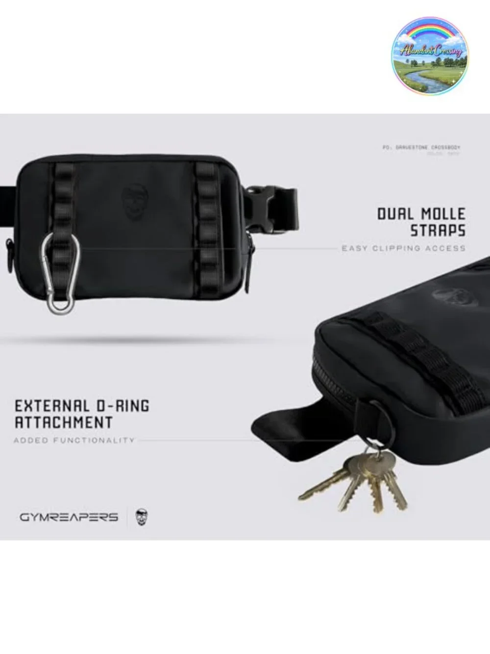Waterproof Crossbody Sling Bag with Hidden Pocket Adjustable Strap Travel